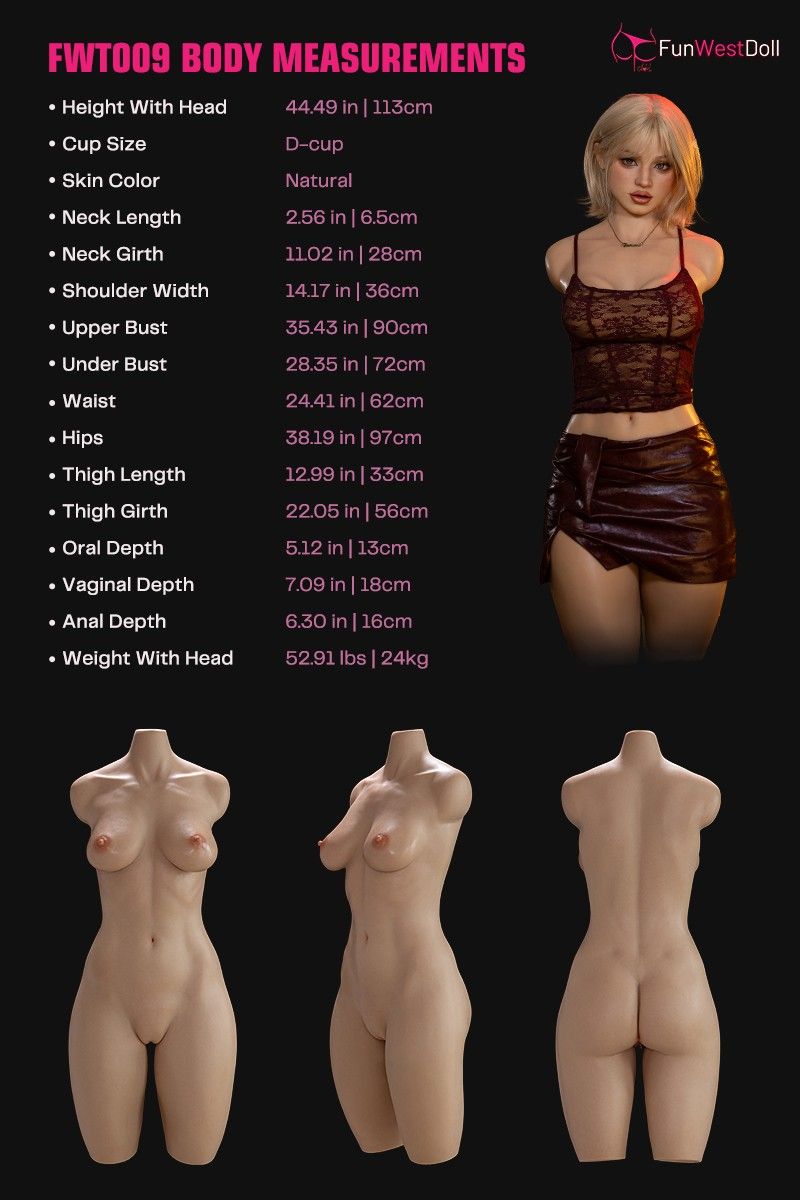113cm (3ft8") Blonde Realistic Silicone Torso - #054SJ - Lyra