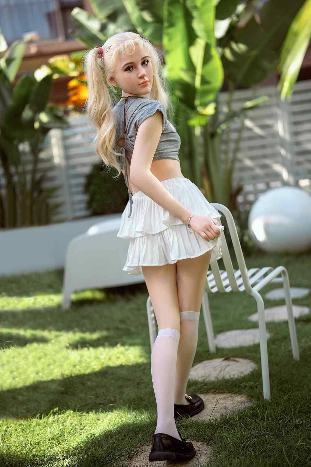 150cm (4ft11") Tiny Blonde Silicone Sex Doll - A-Cup - In Stock | US Only