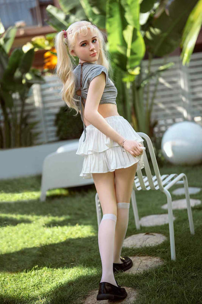 150cm (4ft11") Tiny Blonde Silicone Sex Doll - A-Cup - In Stock | US Only