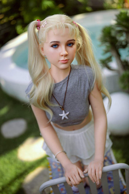 150cm (4ft11") Tiny Blonde Silicone Sex Doll - A-Cup - In Stock | US Only