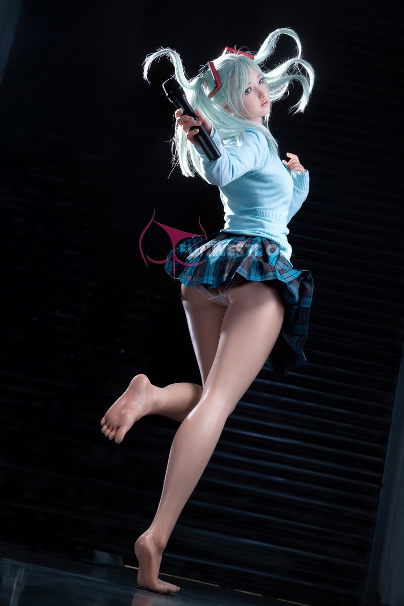 FunWest Doll 159cm (5ft2") Anime Cosplay Silicone Sex Doll - Sky Blue Hair - A-Cup - Amy - In Stock | US Only