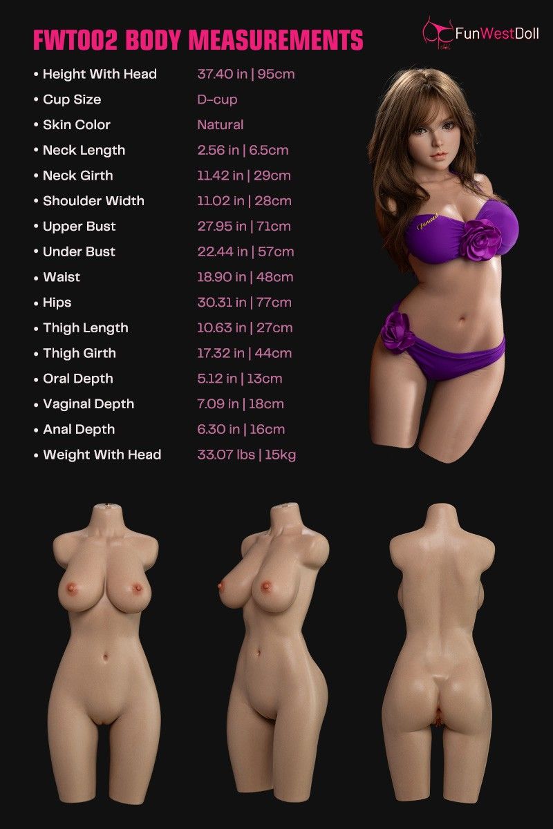 95cm (3ft1") Silicone Torso Sex Doll - D-Cup – Lily