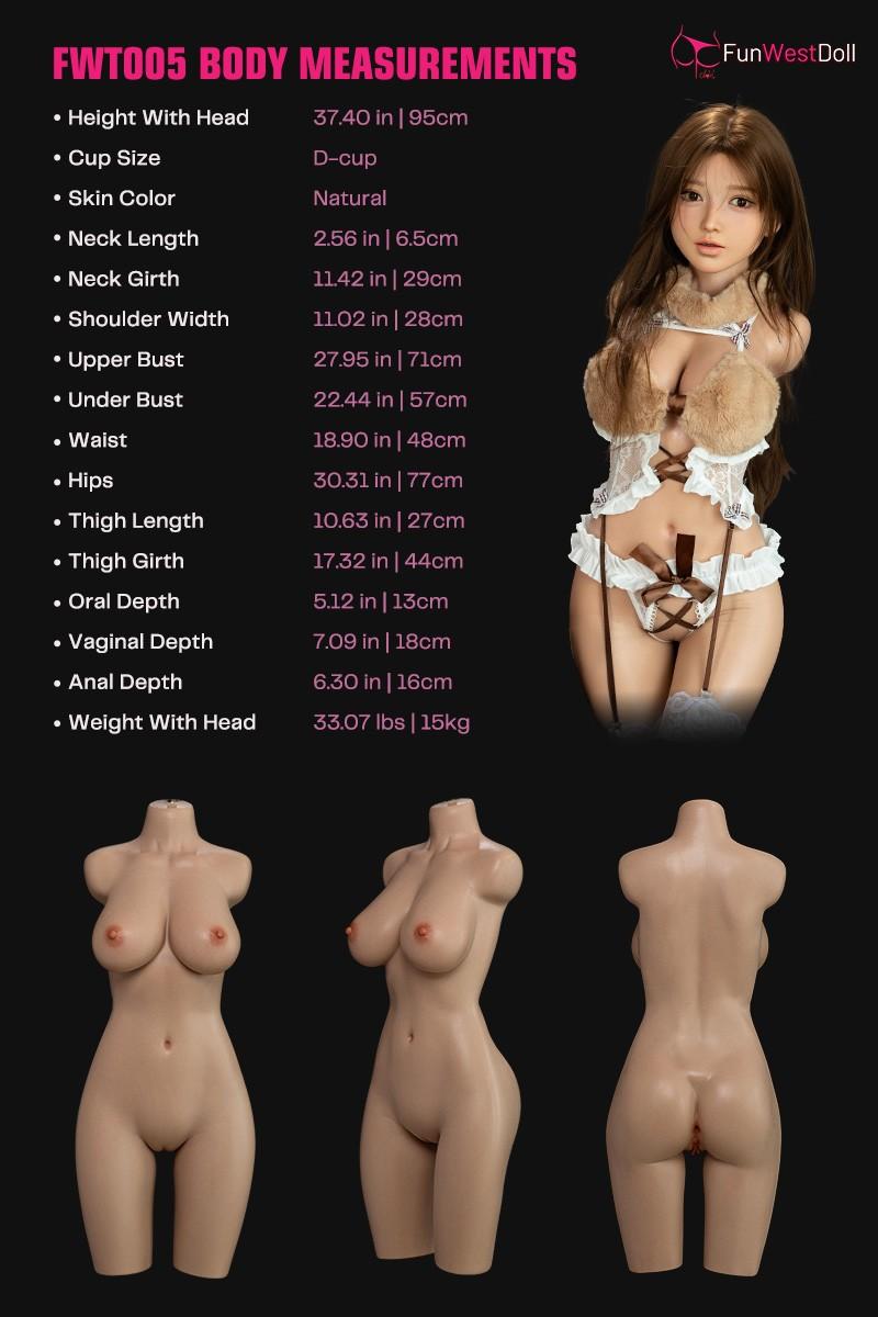 95cm (3ft1") Silicone Torso Sex Doll - D-Cup – Amy