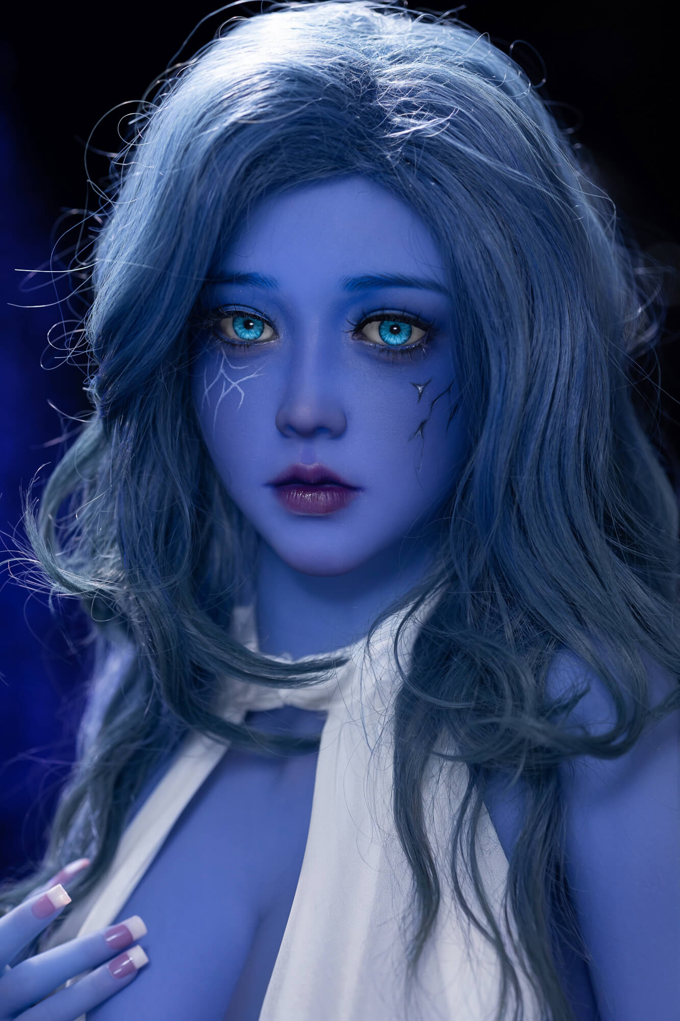 AIBEI 160cm (5ft2") Witch Blue Skin TPE Sex Doll Head #225 - Elowen
