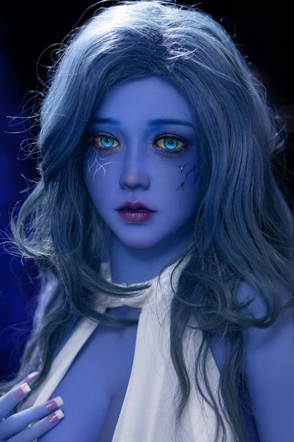 AIBEI 160cm (5ft2") Witch Blue Skin TPE Sex Doll Head #225 - Elowen