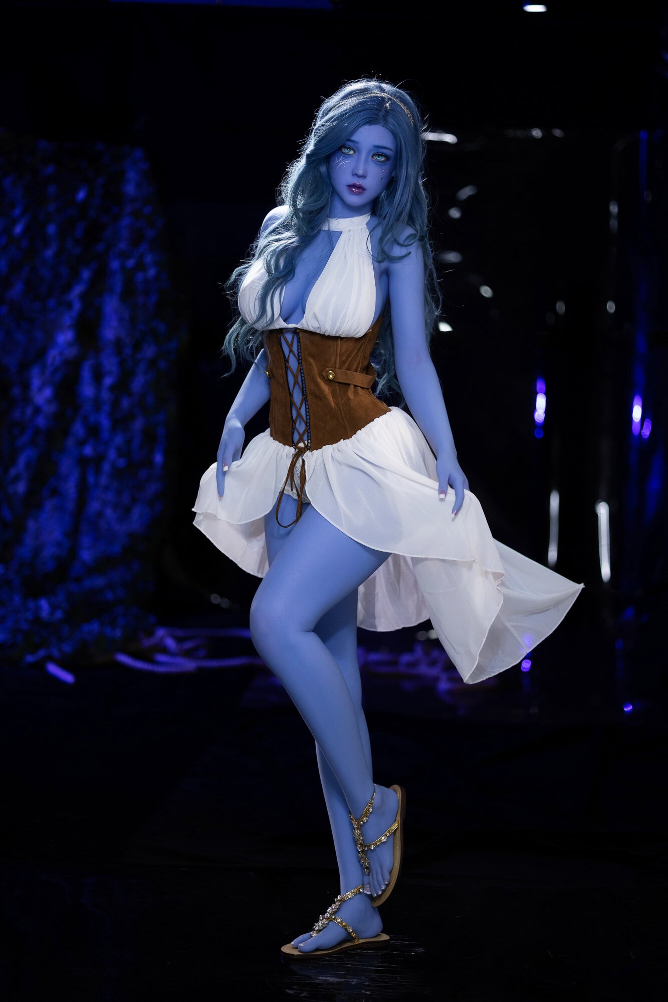 AIBEI 160cm (5ft2") Witch Blue Skin TPE Sex Doll Head #225 - Elowen