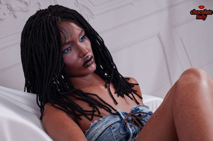 Chocolate Lady 155cm (5ft1") Chocolate Slim Silicone Sex Doll - A-Cup - Roxy