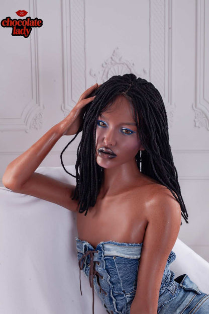 Chocolate Lady 155cm (5ft1") Chocolate Slim Silicone Sex Doll - A-Cup - Roxy