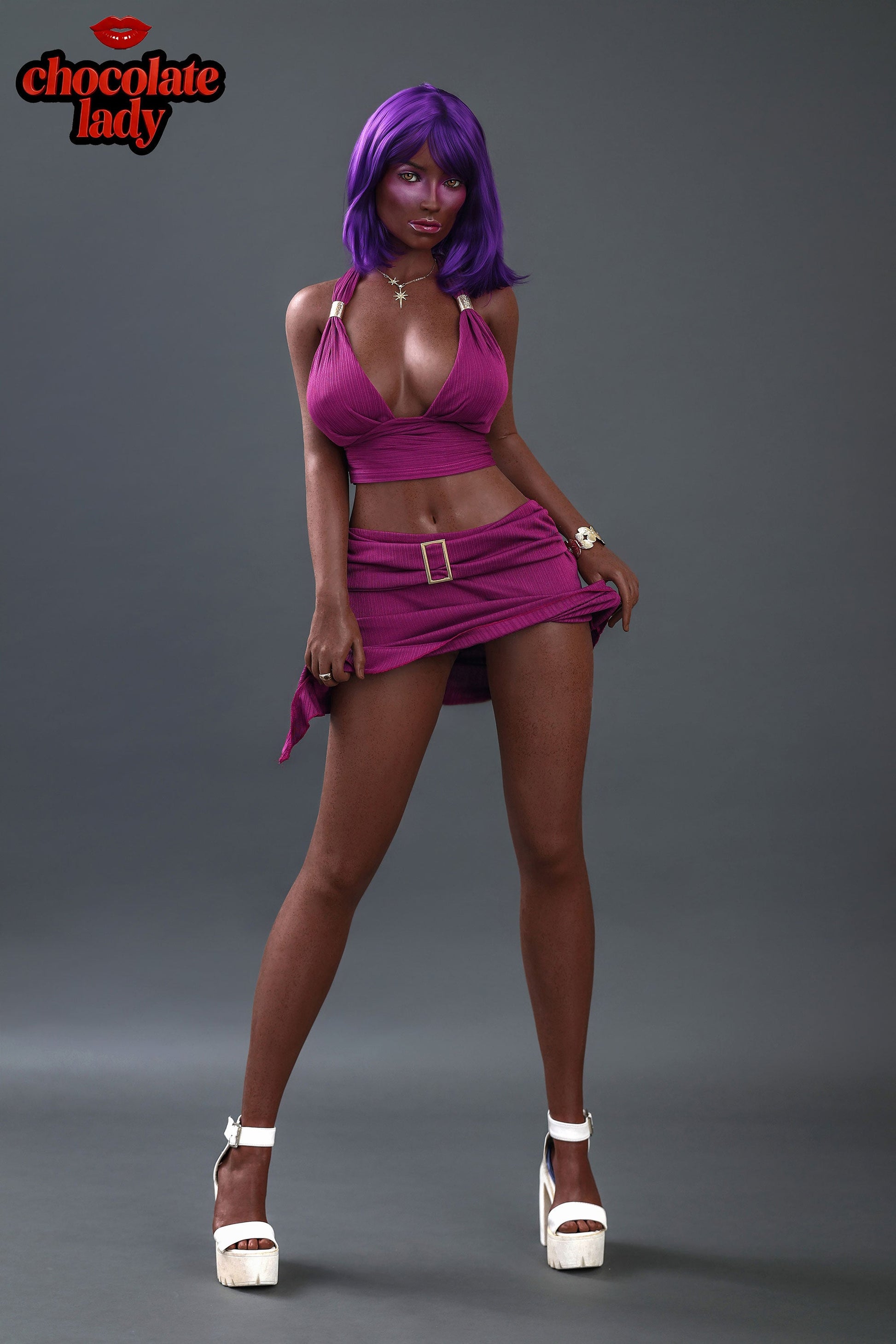 Chocolate Lady 163cm (5ft4") Dark Chocolate Full Silicone Sex Doll - D-Cup - Aim