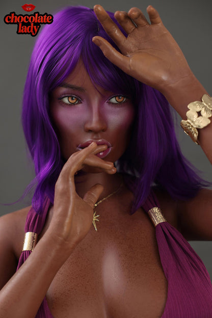 Chocolate Lady 163cm (5ft4") Dark Chocolate Full Silicone Sex Doll - D-Cup - Aim