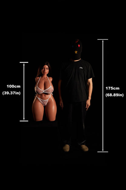 CLM 100cm (3ft2") Brunette BBW Sex Doll Torso Full Silicone - K-cup - Hazel