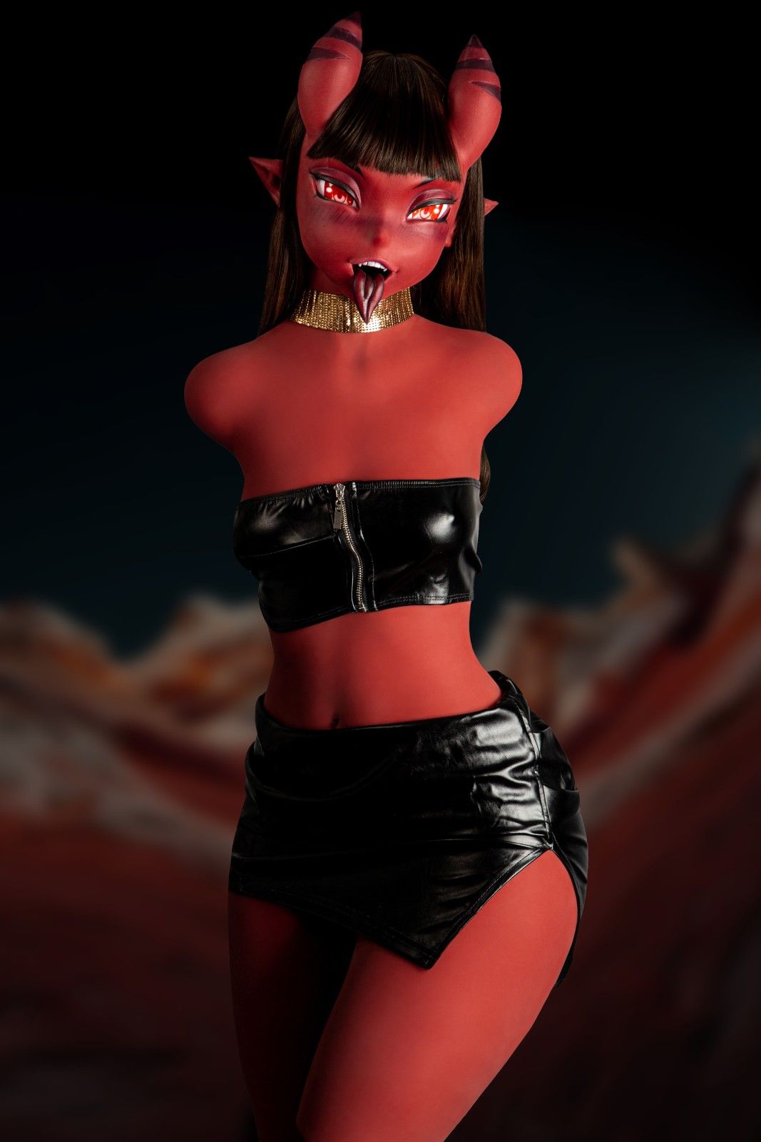 CLM 110cm (3ft6") Red Hell Fantasy Hybrid Sex Doll Torso - Meru