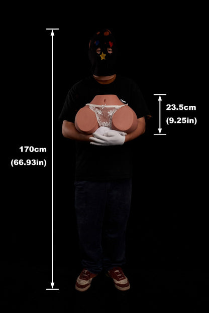 CLM 23.5cm (9.2") RS-6 Black Skin Sex Silicone Torso Butt - Climax Doll Pro