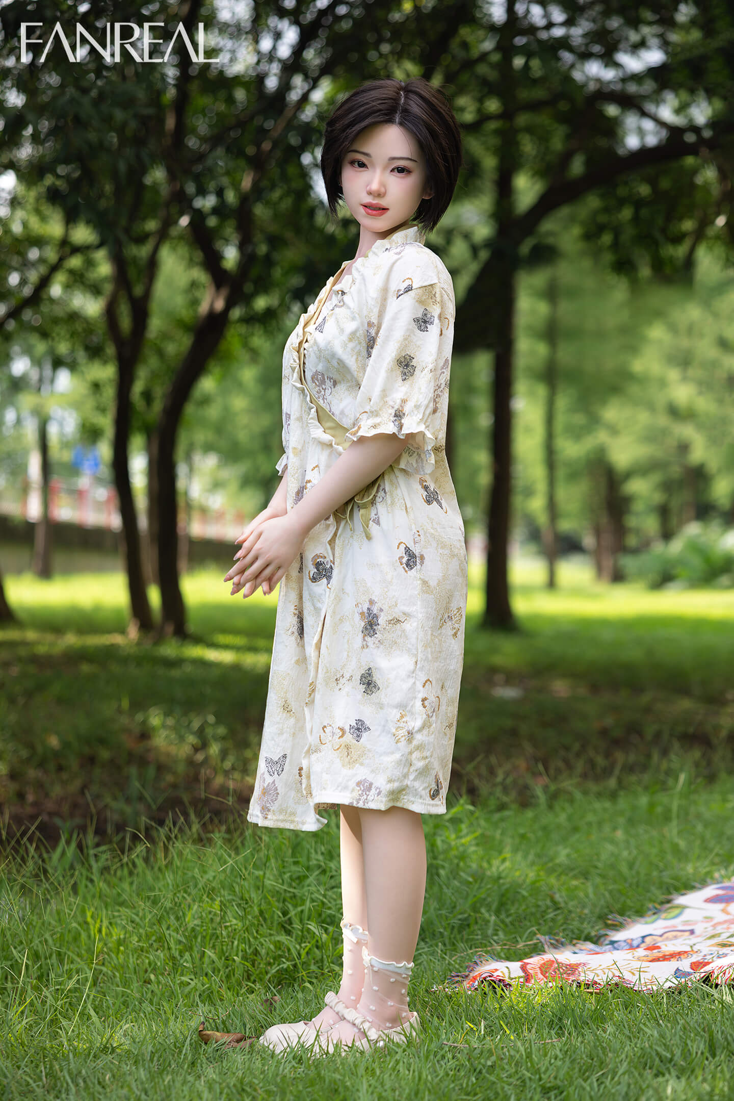 Fanreal 153cm (5ft0") Elegant & Beauty Short Hair Silicone Sex Doll with ROS Head - B-Cup - Molly