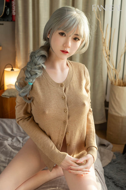 Fanreal 157cm (5ft1") Asian Gray Hair Silicone Sex Doll - D-Cup - Qian