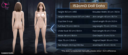 FunWest Doll 152cm (4ft9') D-Cup Slim Asian TPE Sex Doll – Tender Pool Girl Fantasy [EU Stock] - Lily