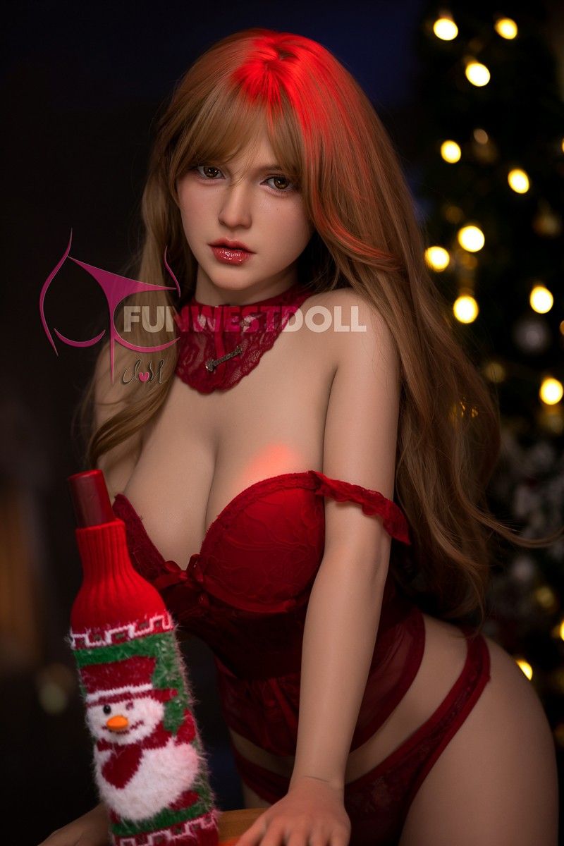FunWest Doll 155cm (5ft1")  Blonde TPE Sex Doll in Elegant Red Lingerie - F-Cup - In Stock | US Only