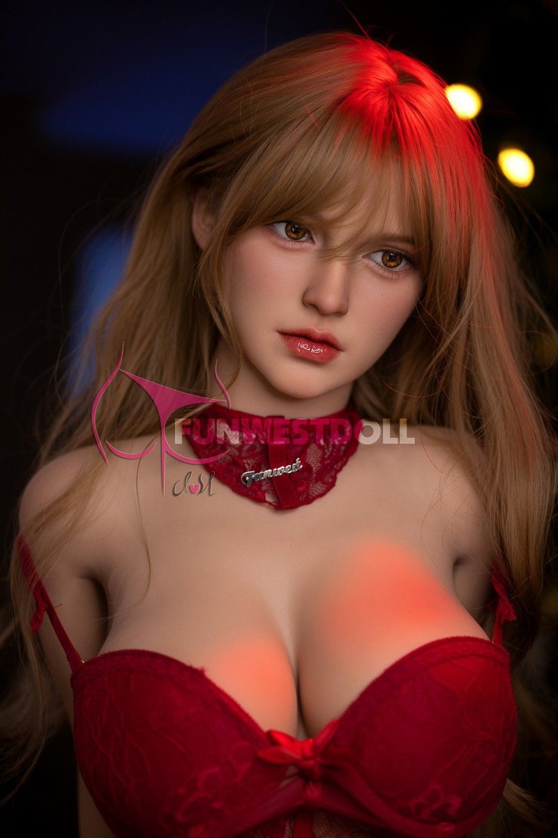 FunWest Doll 155cm (5ft1")  Blonde TPE Sex Doll in Elegant Red Lingerie - F-Cup - In Stock | US Only