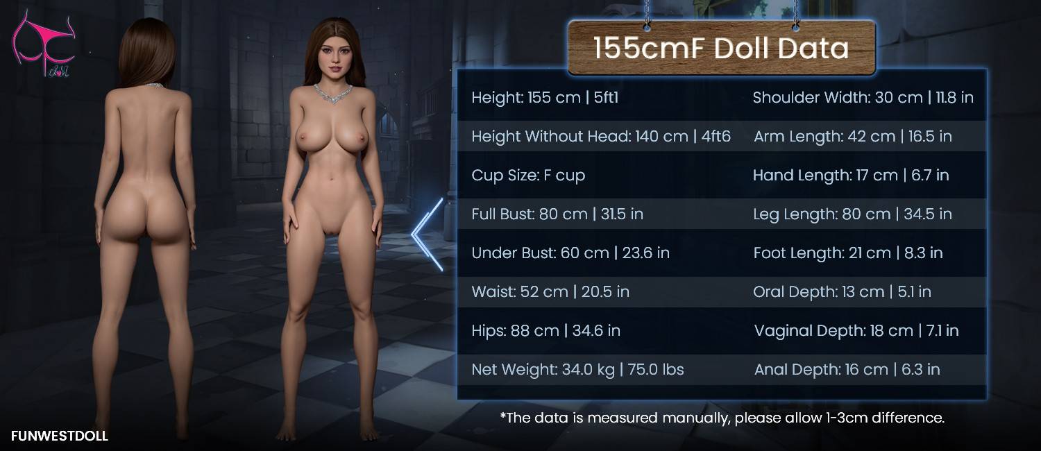 FunWest Doll 155cm (5ft1") Cuban Sex Doll with Big Booty - F-Cup - Rose - In Stock | US Only