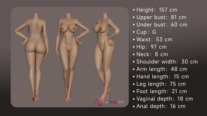 FunWest Doll 157cm (5ft2") Realistic TPE Sex Doll Body - G Cup  | FunWest Doll
