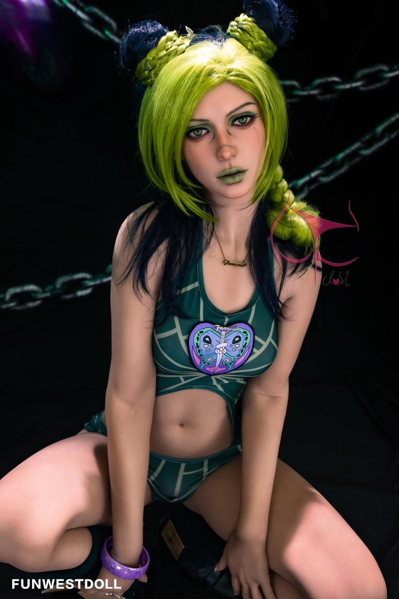 FunWest Doll 159cm (5ft2') A-Cup Green Hair Small Boobs Real Doll Sex Doll - Elina