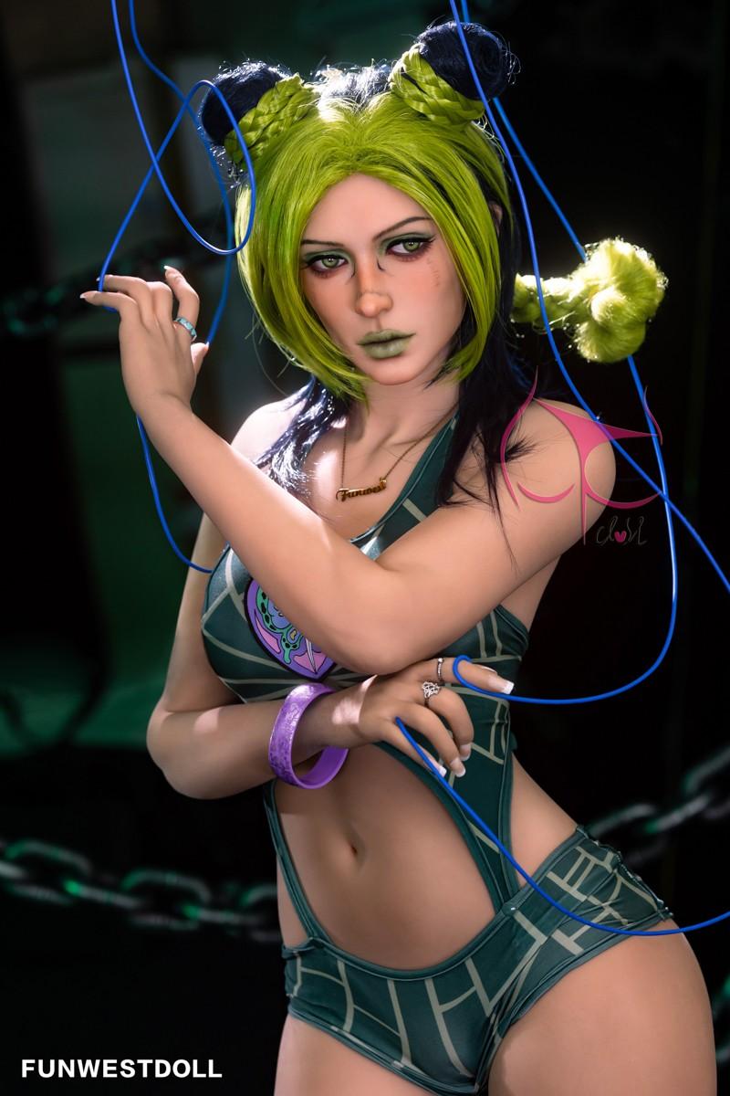 FunWest Doll 159cm (5ft2') A-Cup Green Hair Small Boobs Real Doll Sex Doll - Elina