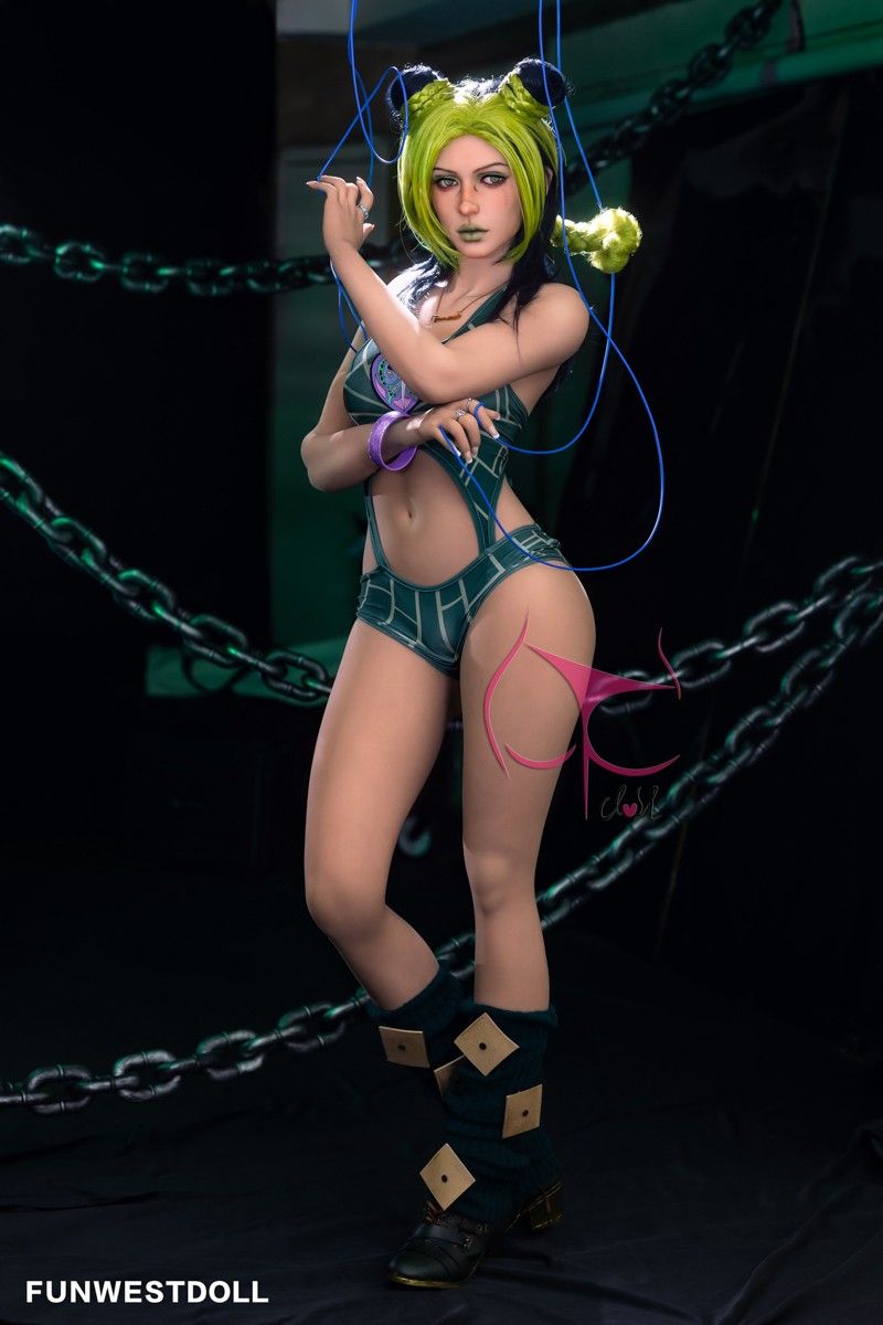 FunWest Doll 159cm (5ft2') A-Cup Green Hair Small Boobs Real Doll Sex Doll - Elina