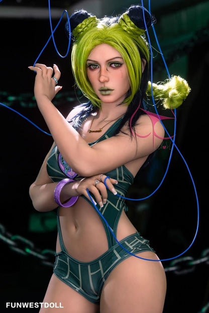 FunWest Doll 159cm (5ft2') A-Cup Green Hair Small Boobs Real Doll Sex Doll - Elina