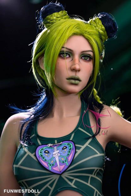 FunWest Doll 159cm (5ft2') A-Cup Green Hair Small Boobs Real Doll Sex Doll - Elina