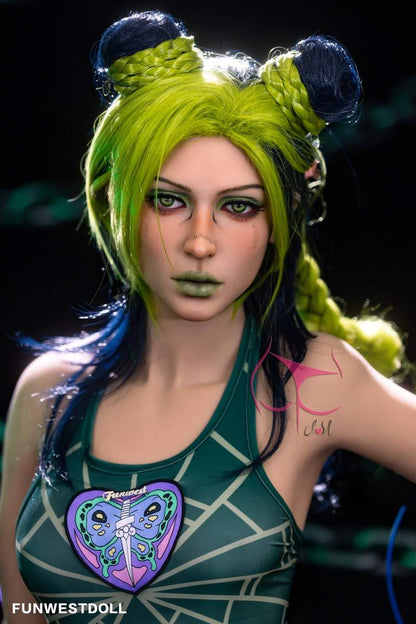 FunWest Doll 159cm (5ft2') A-Cup Green Hair Small Boobs Real Doll Sex Doll - Elina