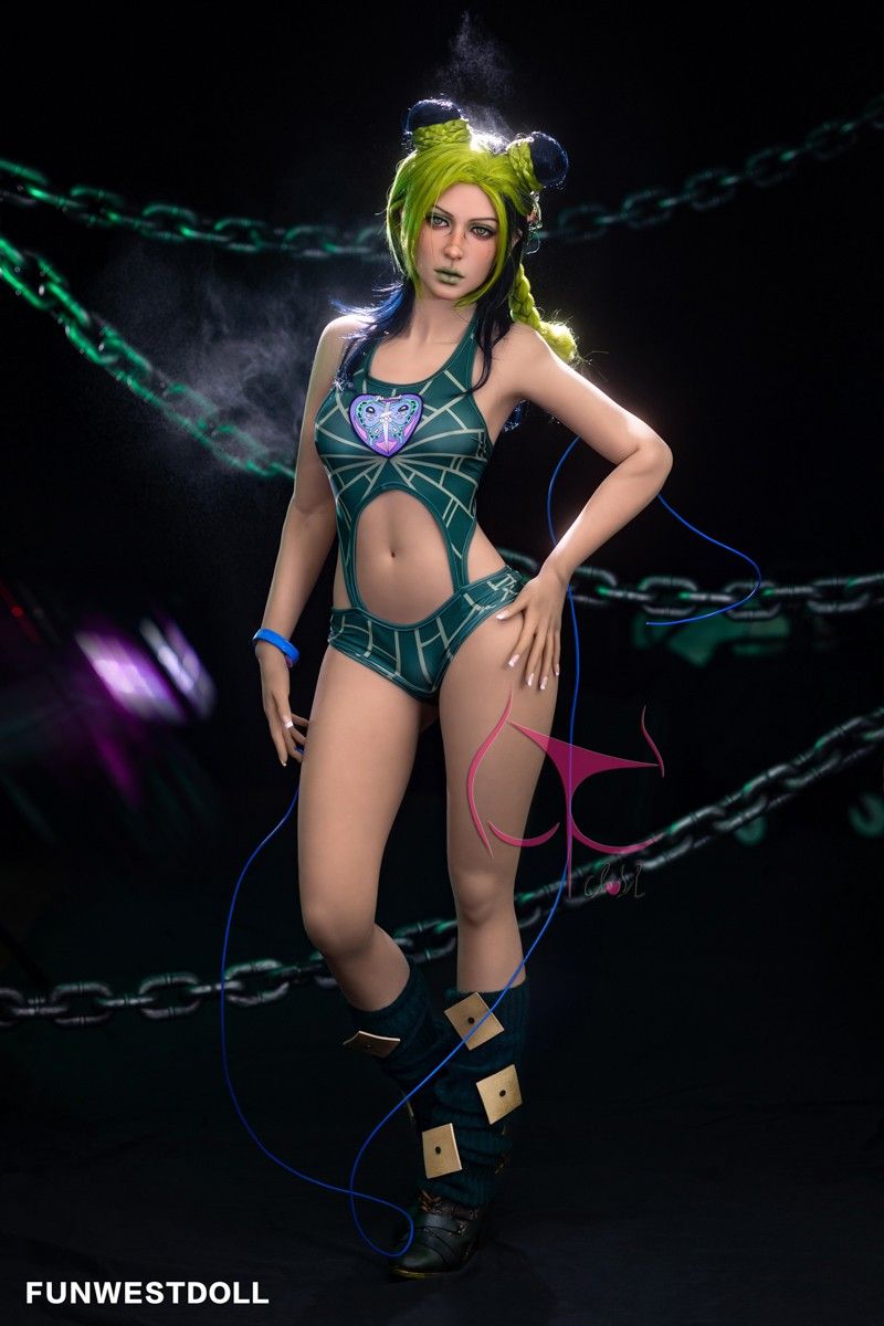 FunWest Doll 159cm (5ft2') A-Cup Green Hair Small Boobs Real Doll Sex Doll - Elina
