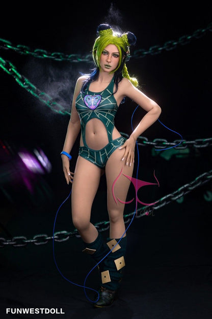 FunWest Doll 159cm (5ft2') A-Cup Green Hair Small Boobs Real Doll Sex Doll - Elina