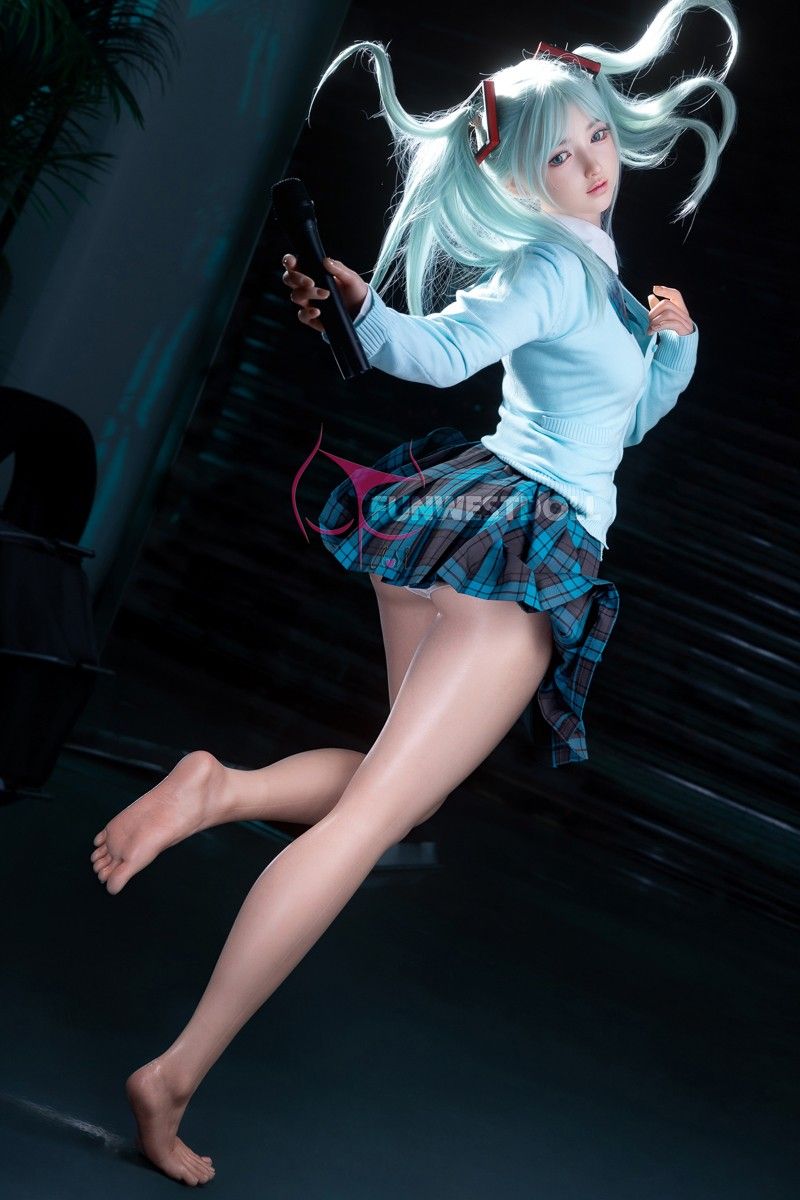 FunWest Doll 159cm (5ft2") Anime Cosplay Silicone Sex Doll - Sky Blue Hair - A-Cup - Amy - In Stock | EU Only