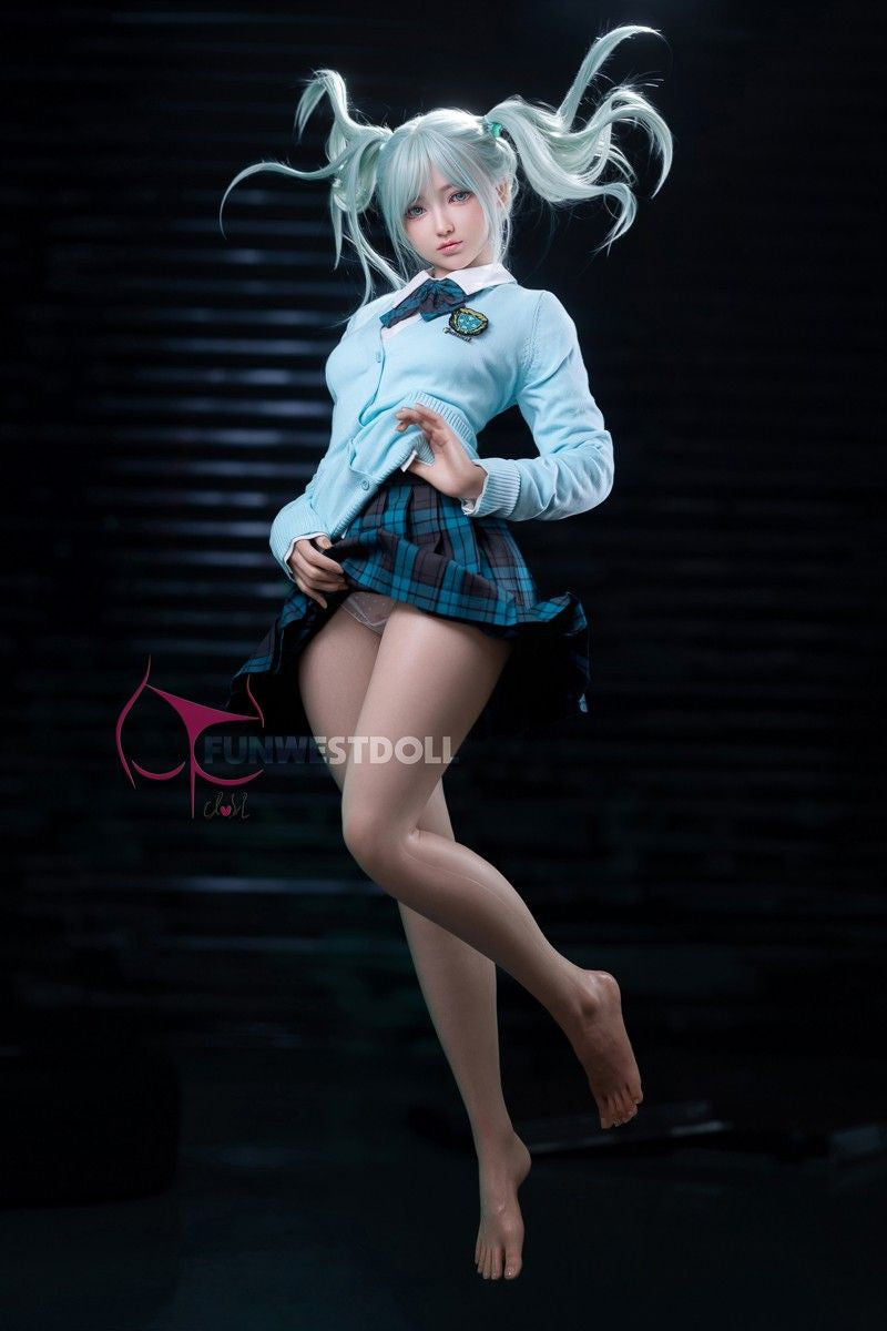 FunWest Doll 159cm (5ft2") Anime Cosplay Silicone Sex Doll - Sky Blue Hair - A-Cup - Amy - In Stock | EU Only