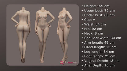 FunWest Doll 159cm (5ft2") Anime Cosplay Silicone Sex Doll - Sky Blue Hair - A-Cup - Amy - In Stock | EU Only
