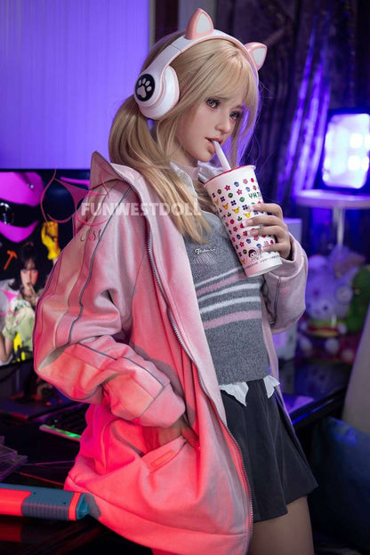 FunWest Doll 159cm (5ft2") Blonde Gamer TPE Sex Doll – Exquisite Asian - A-Cup - In Stock | US Only