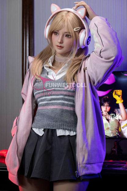 FunWest Doll 159cm (5ft2") Blonde Gamer TPE Sex Doll – Exquisite Asian - A-Cup - In Stock | US Only