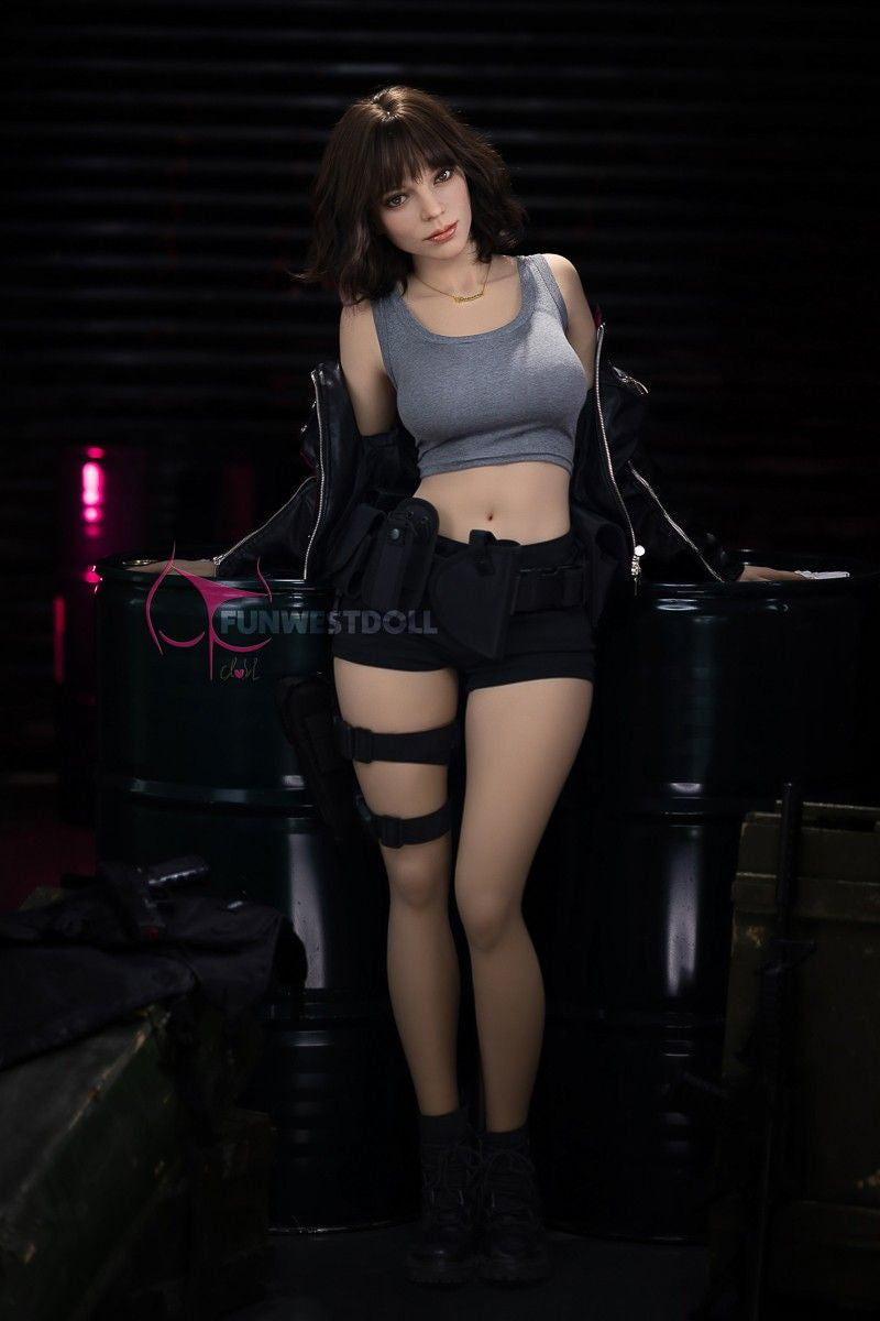 FunWest Doll 159cm (5ft2') F-Cup TPE Sex Doll – Cosplay Gun Girl Fantasy Doll for Gamers - Eve