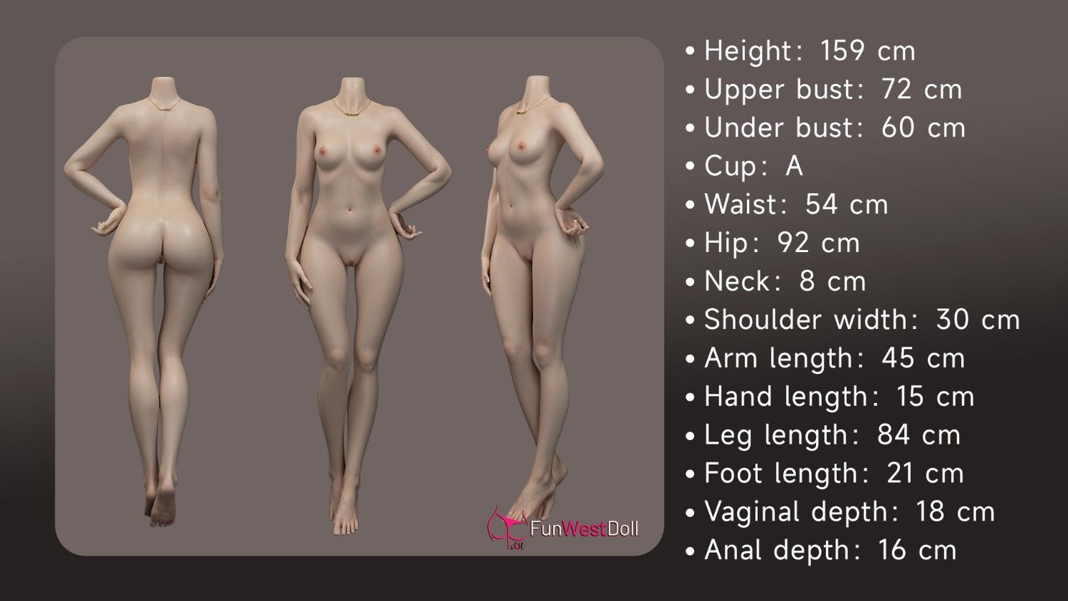 FunWest Doll 159cm (5ft2") Realistic Love Dolls - A-Cup - Nika
