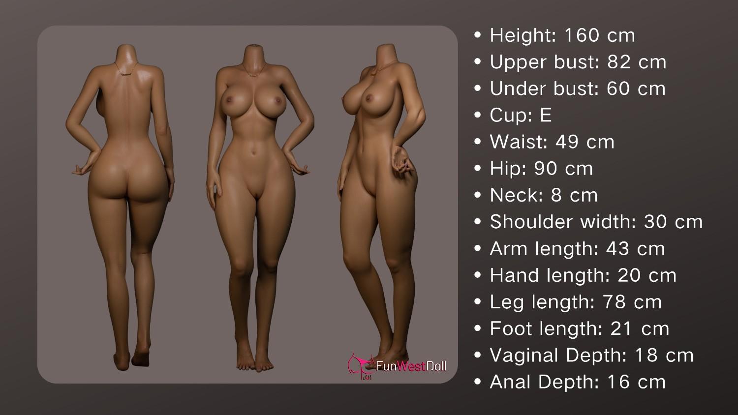 FunWest Doll 160cm (5f3")  Male Sex Toys Silicone Sex Doll - E-Cup - Jasmine - In Stock | EU Only