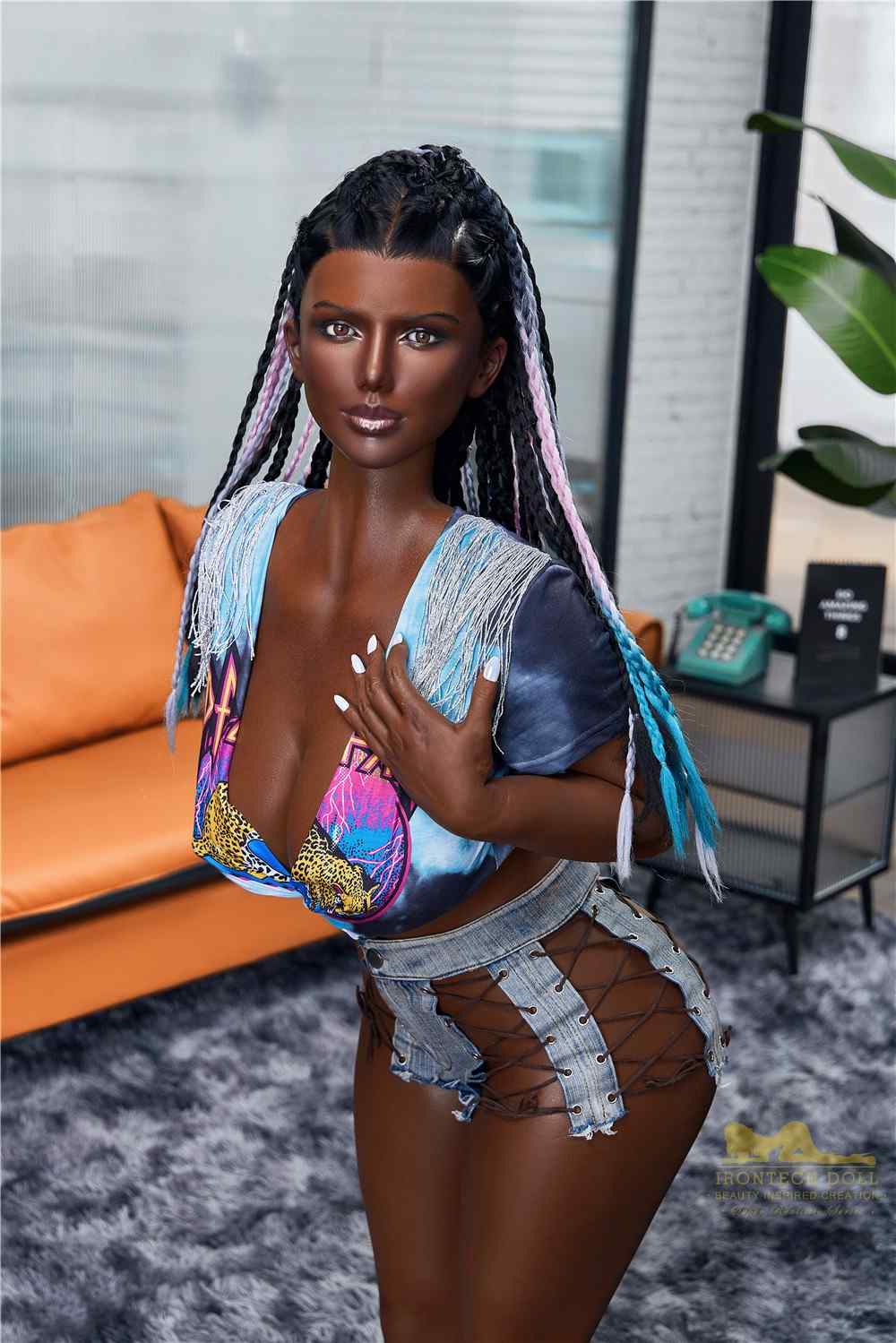 IronTech 160cm (5ft2') Ebony Sexy Silicone Sex Doll - Celine