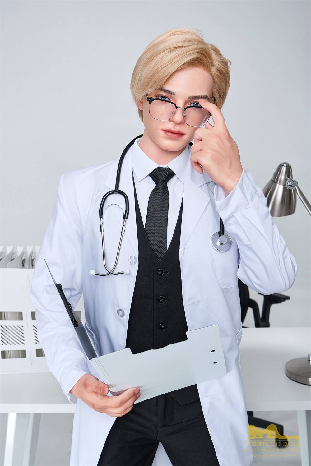 IronTech 170cm (5ft5") British Silicone Male Sex Doll – Golden-Haired Fantasy Doctor - Lucas