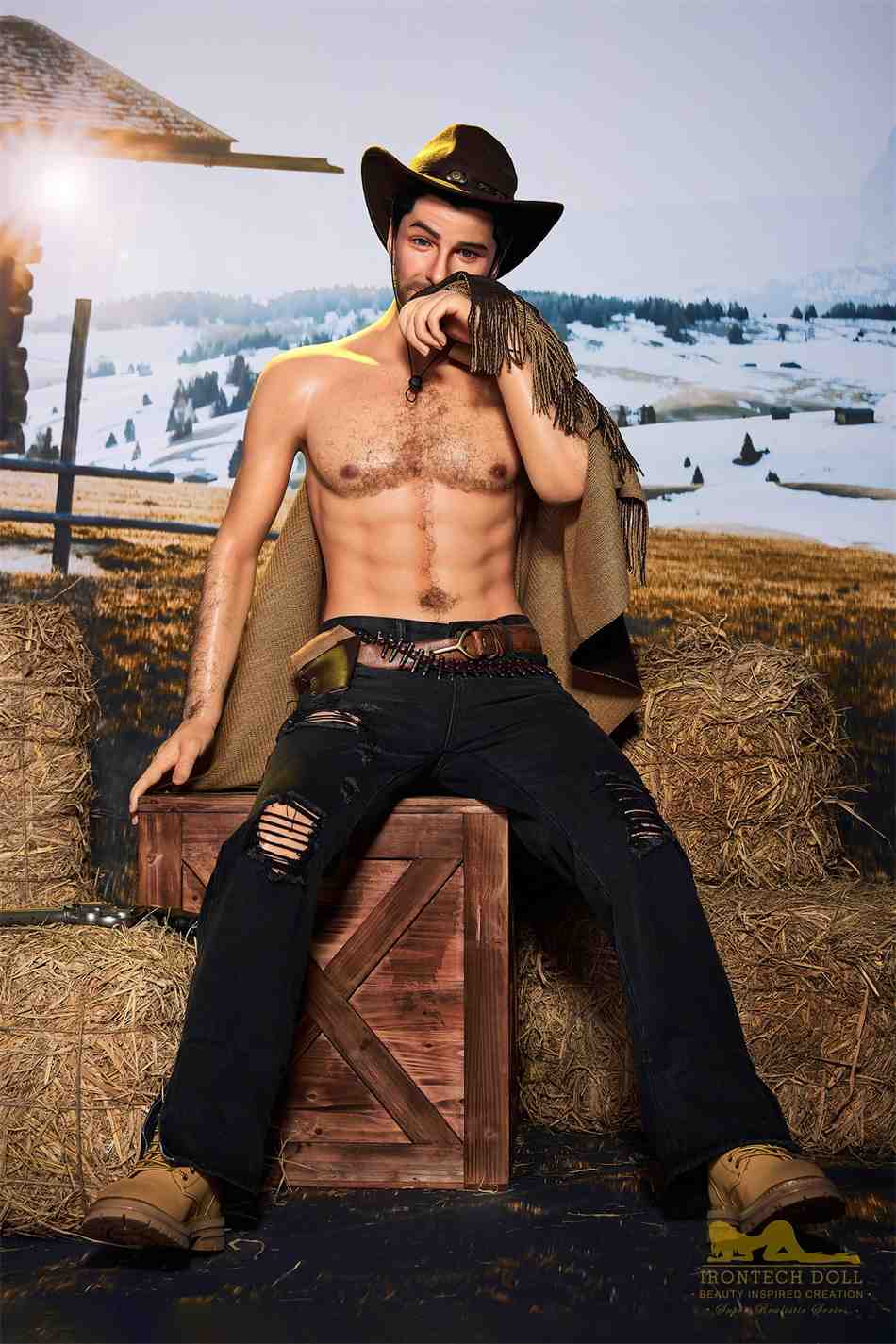 IronTech 170cm (5ft5') Sensual Cowboy Realistic Silicone Male Sex Doll - Allen