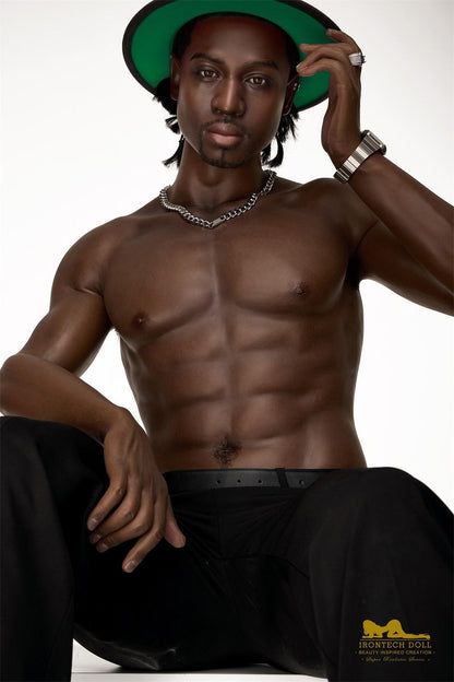 IronTech 176cm (5ft7') Ebony Fantasy Muscular Build Silicone Male Sex Doll - James