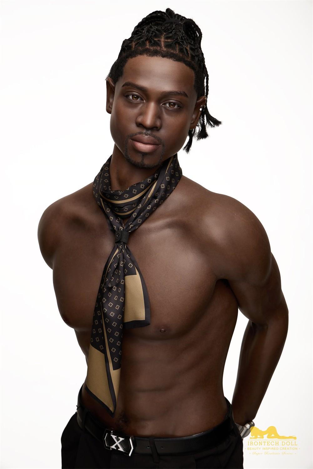 IronTech 176cm (5ft7') Ebony Fantasy Muscular Build Silicone Male Sex Doll - James
