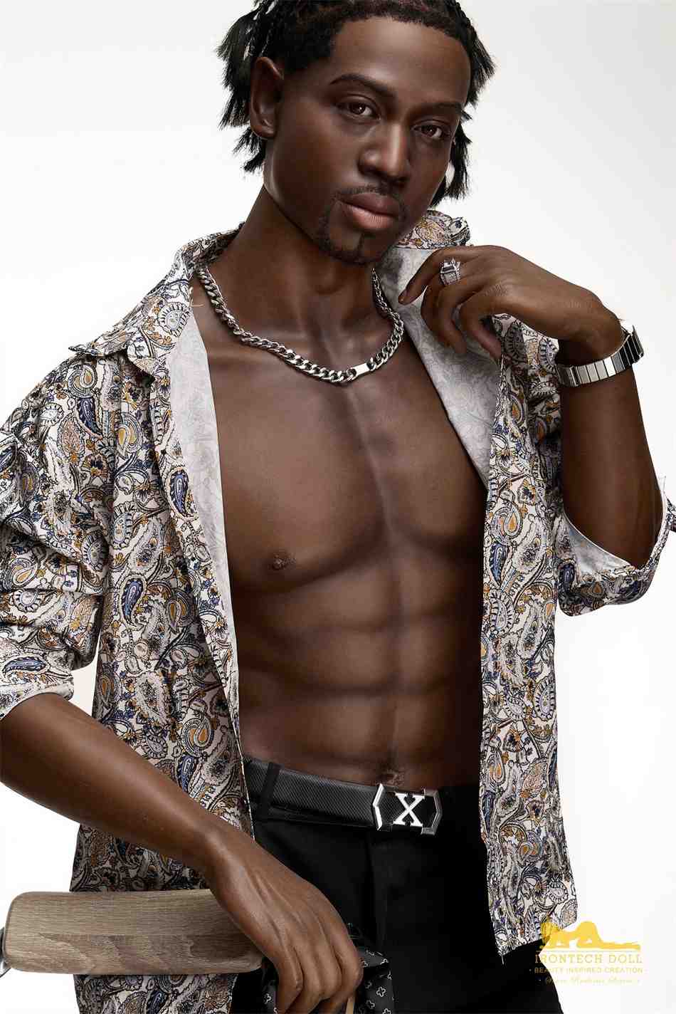 IronTech 176cm (5ft7') Ebony Fantasy Muscular Build Silicone Male Sex Doll - James