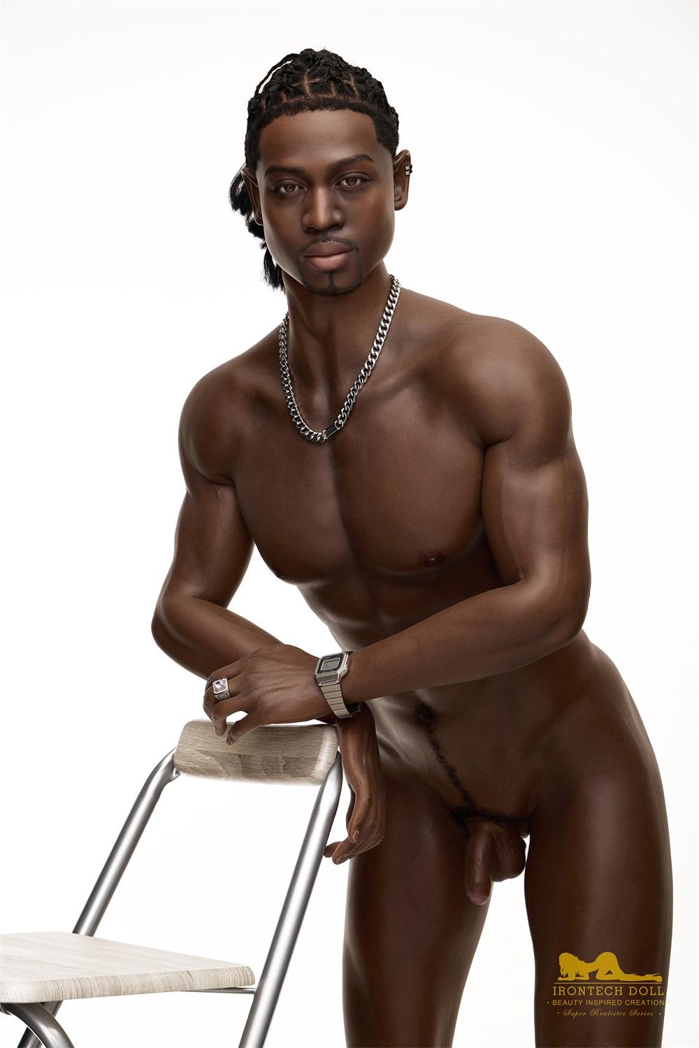IronTech 176cm (5ft7') Ebony Fantasy Muscular Build Silicone Male Sex Doll - James