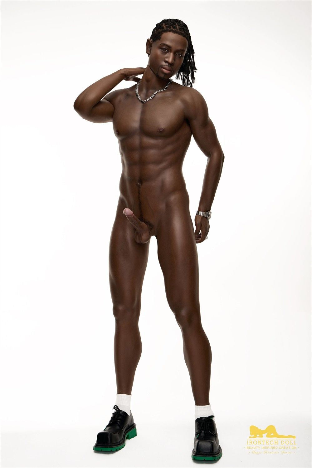 IronTech 176cm (5ft7') Ebony Fantasy Muscular Build Silicone Male Sex Doll - James