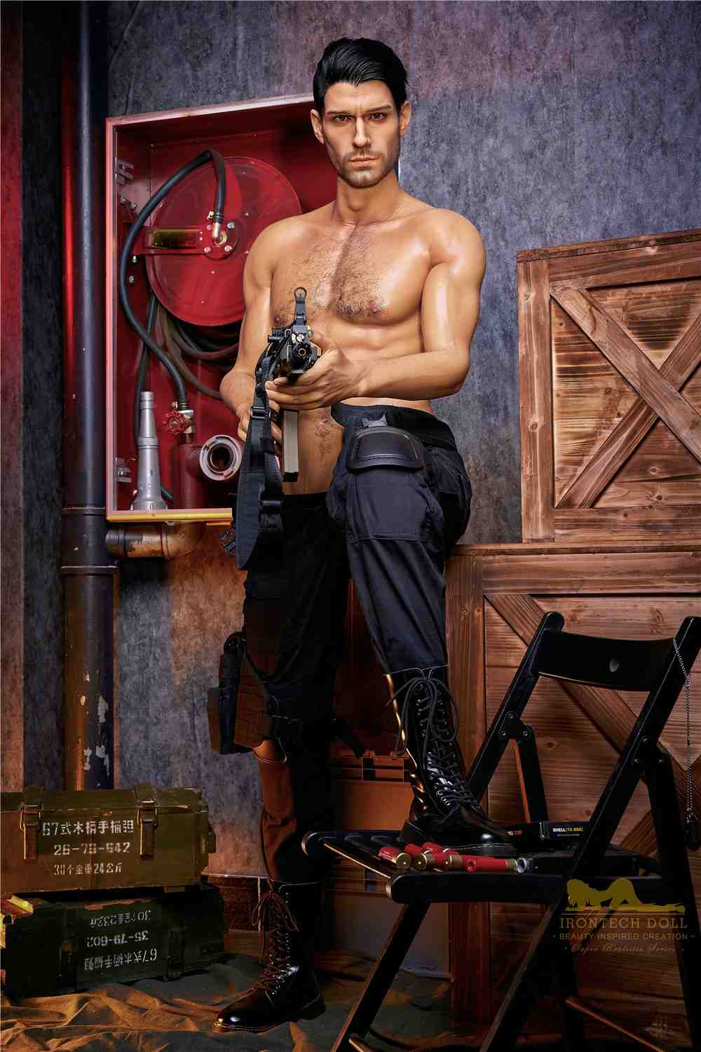 IronTech 176cm (5ft7') Elite Commando Muscular Silicone Male Sex Doll - Thomas
