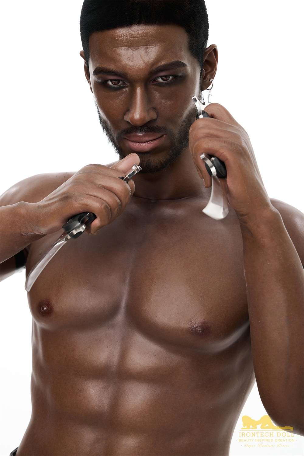 IronTech 176cm (5ft7') Muscular Ebony Fantasy Silicone Male Sex Doll - Bill